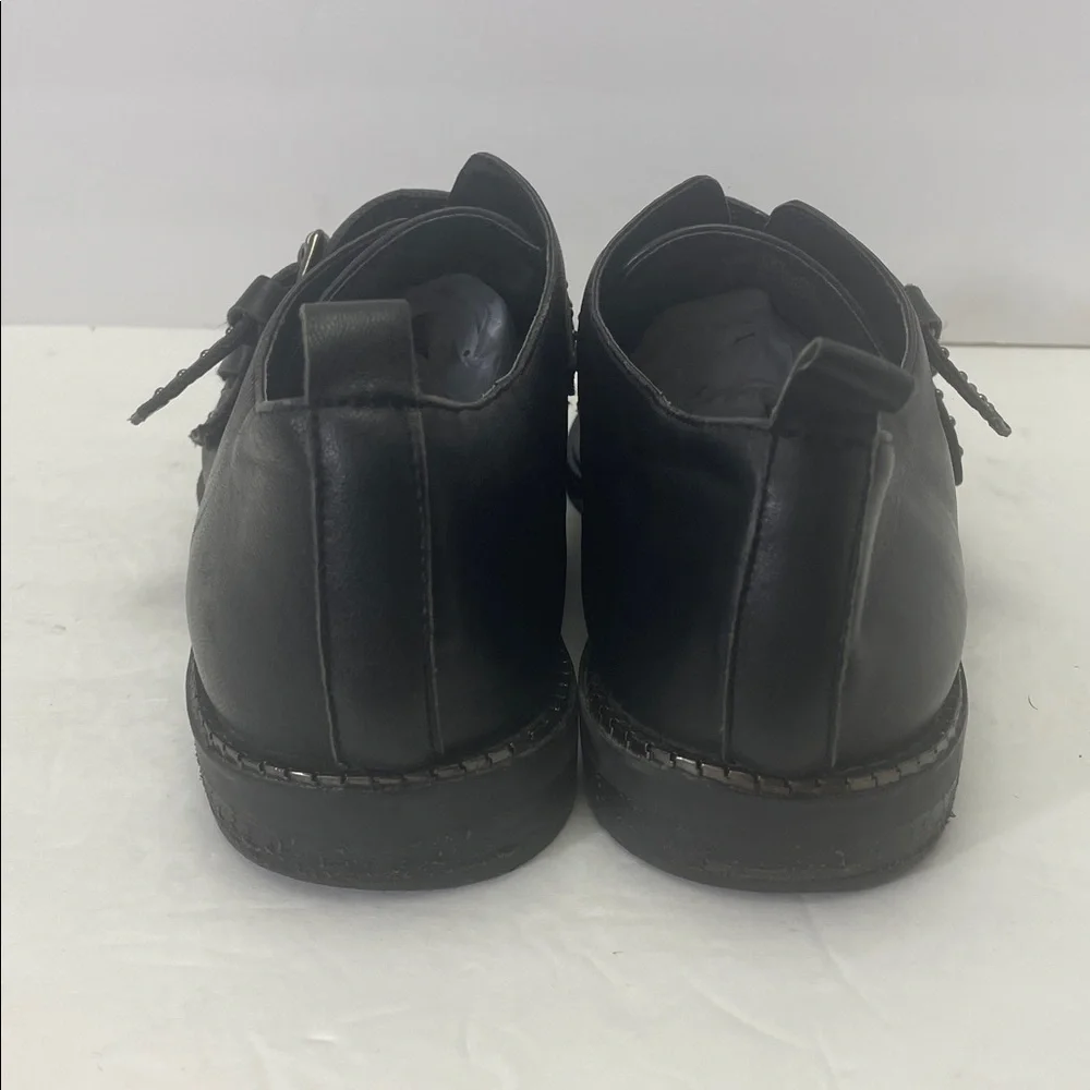 Bleecker & Bond 9..5 Leigh Double Studded Monk Strap Black Leather Oxfords Shoes